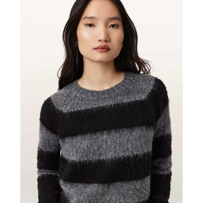 AllSaints Lou Striped Sparkle Jumper image number 2